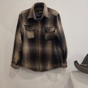 Jachs Men's Tan and Brown Plaid Shirt Jacket